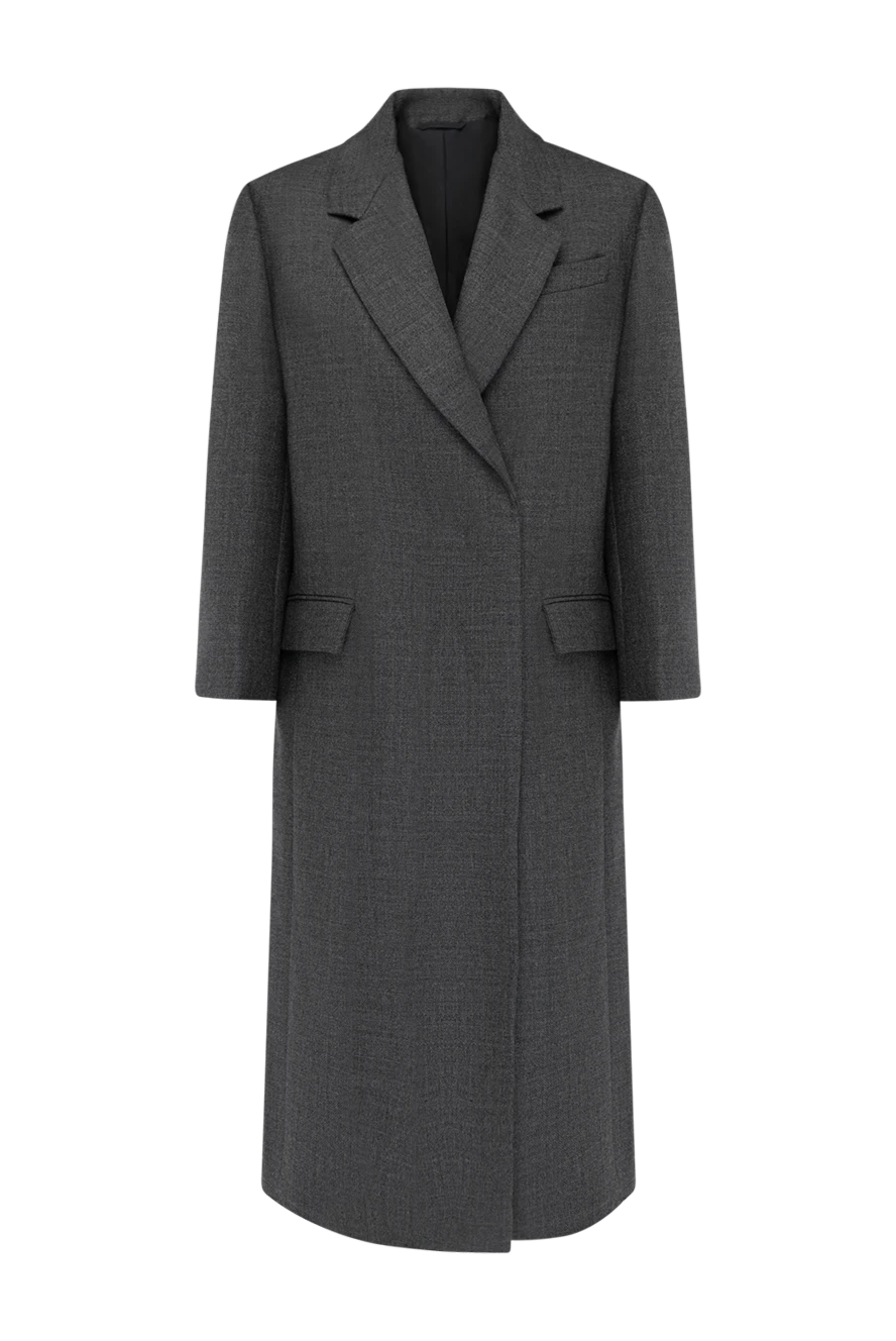 Brunello Cucinelli Women's gray wool coat - 100% wool. Closure: buttons. two side pockets, one chest pocket. Country of manufacture: Italy. Care: specialized cleaning - photo 1