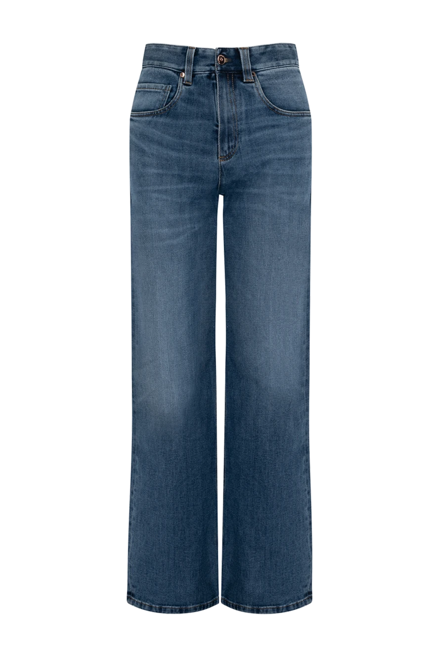Brunello Cucinelli Джинсы женские синие из хлопка и эластана. - эффект потертости. 99% хлопок, 1% эластан. молния, пуговица. два боковых кармана, два задних кармана. Страна производитель: Италия. Уход: специализированная чистка - фото 1