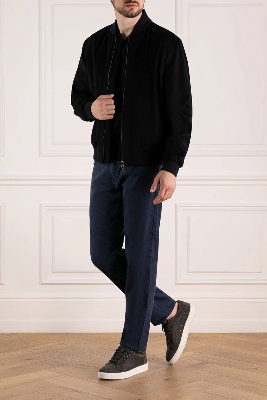 Loro Piana soft men's blue cashmere jacket 180424 — Men jackets