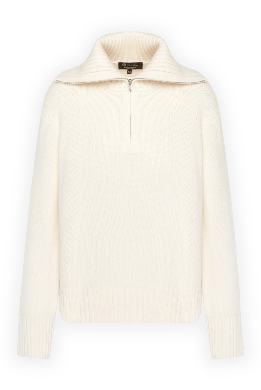 Loro Piana White cashmere jumper for women with a zipper - 100% wool. Closure: zipper. Country of manufacture: Italy. Care: specialized cleaning - photo 1