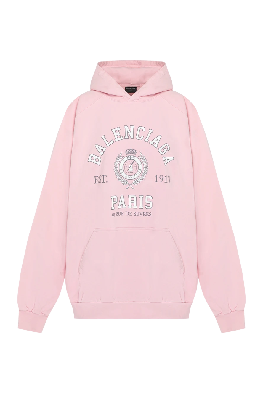 Balenciaga Oversized hoodie for women pink with logo - logo. hood. 100% cotton. Country of manufacture: Italy. Care: specialized cleaning - photo 1