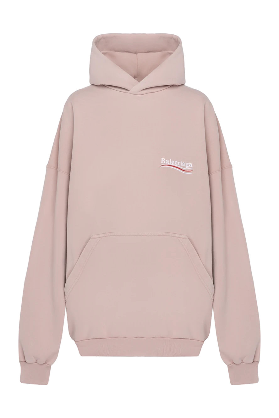 Balenciaga Hoodie for women pink with logo - logo. hood. 100% cotton. front large pocket. Country of manufacture: Italy. Care: specialized cleaning - photo 1