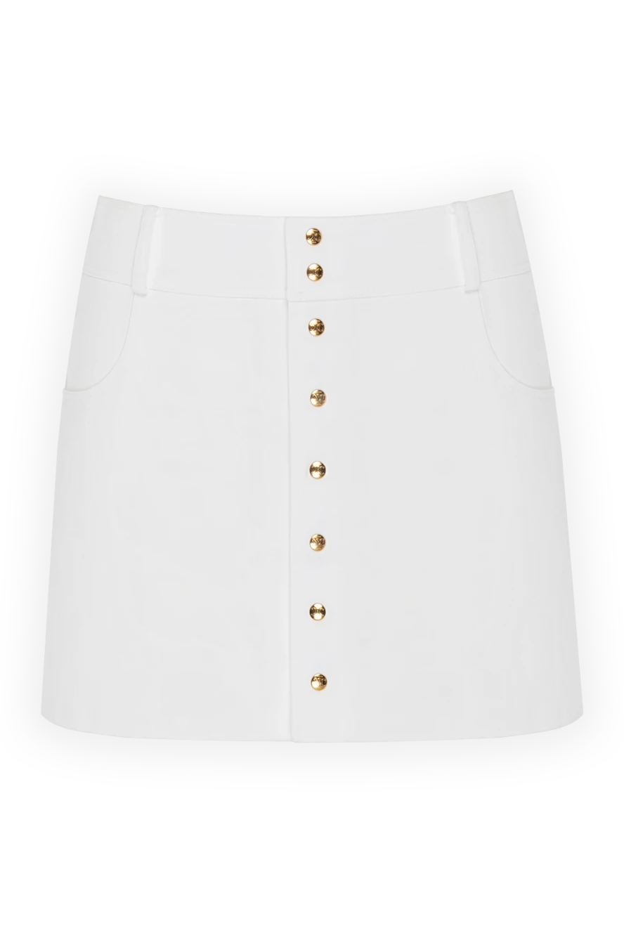 Celine White cotton mini skirt - golden buttons. 100% cotton. buttons. two side, two back. Country of manufacture: Italy. Care: specialized cleaning - photo 1