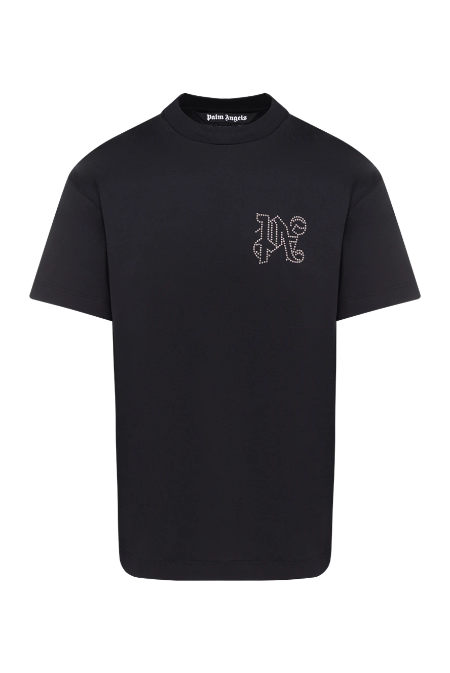 Palm Angels Men's black cotton T-shirt with logo - brand logo. 100% cotton. Country of manufacture: Italy. Care: specialized cleaning - photo 1