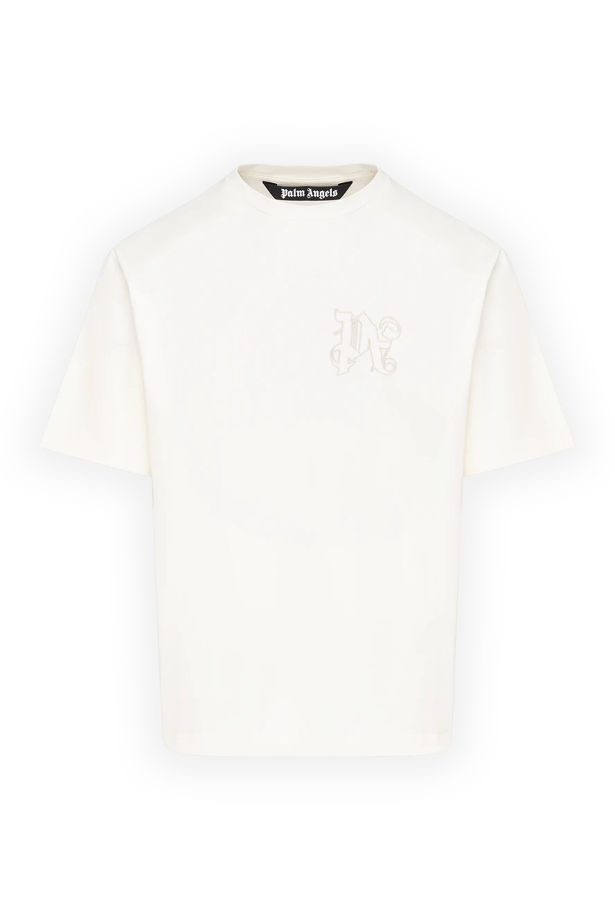 Palm Angels Men's white T-shirt with logo - brand logo. 100% cotton. Country of manufacture: Italy. Care: specialized cleaning - photo 1