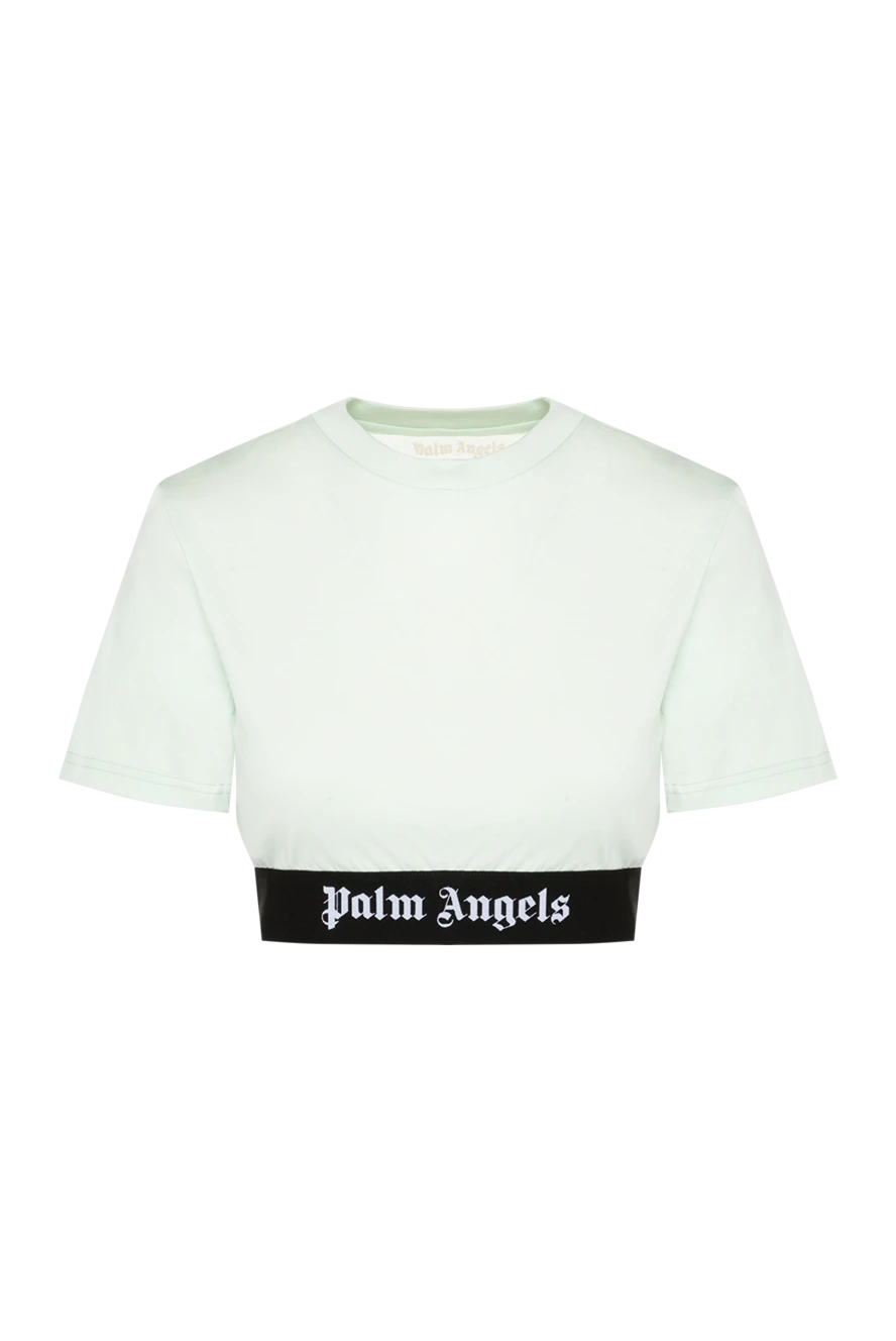 Palm Angels Women's white cotton top with logo - brand logo. 100% cotton. Country of manufacture: Italy. Care: specialized cleaning - photo 1