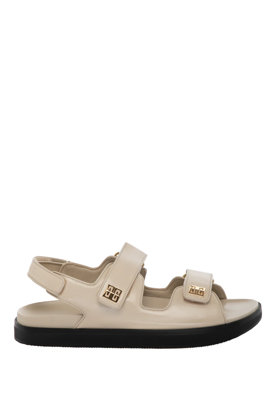 Givenchy Women's beige sandals made of genuine leather - brand logo. 100% genuine leather. Country of manufacture: Italy. Care: specialized cleaning - photo 1