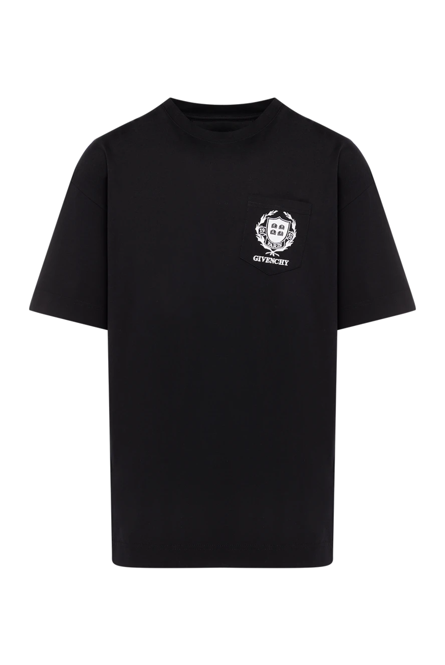 Givenchy Men's black T-shirts with a pocket - brand logo. 100% cotton. chest pocket. Country of manufacture: Italy. Care: specialized cleaning - photo 1