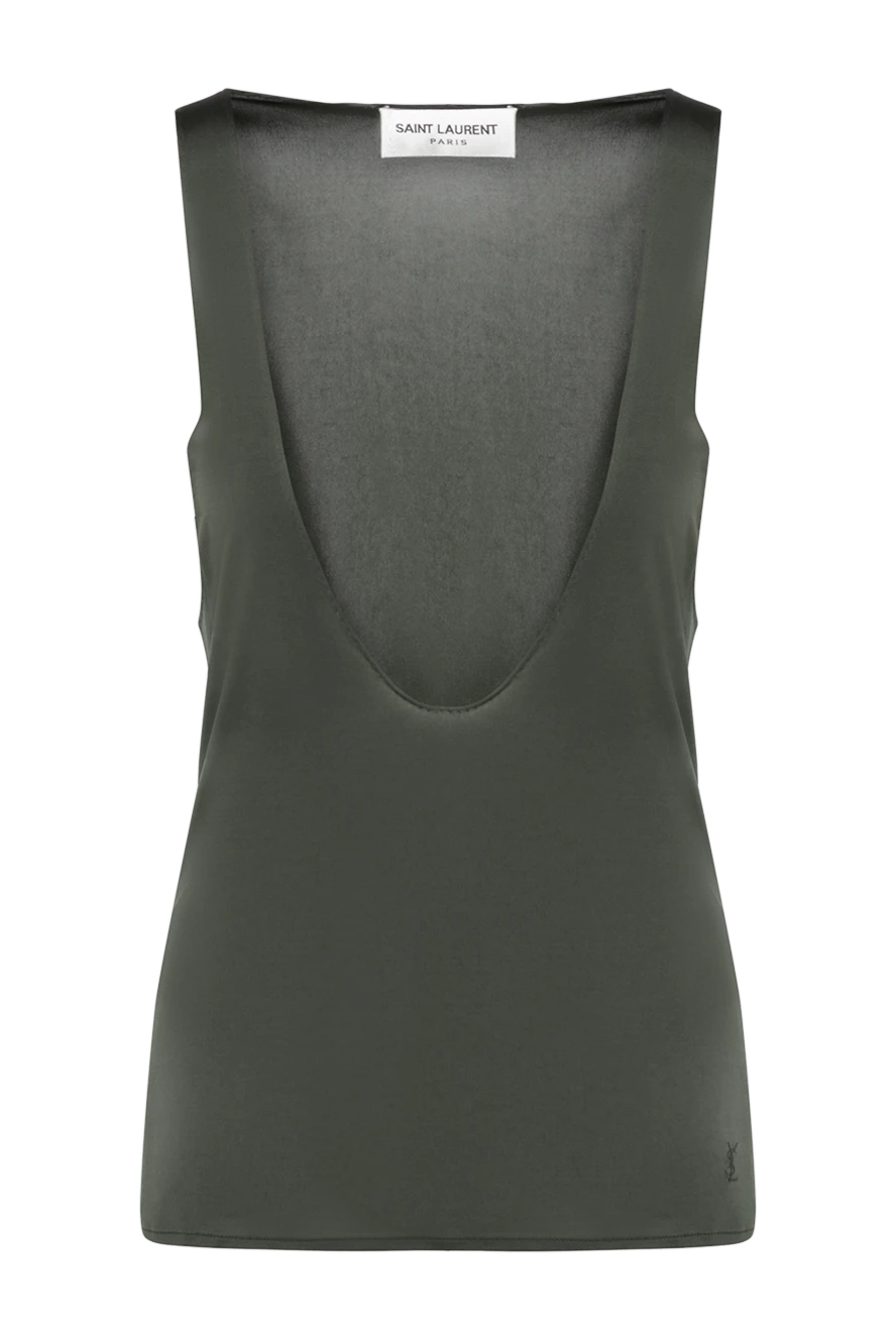 Saint Laurent Women's top green with a neckline - 100% viscose. Country of manufacture: Italy. Care: specialized cleaning - photo 1