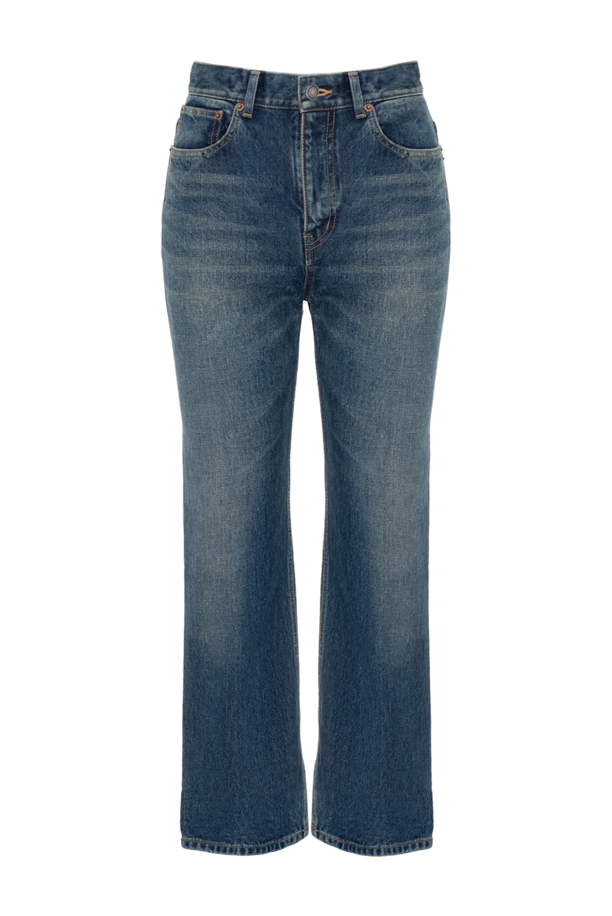 Saint Laurent Blue cotton jeans for women - worn effect. 97% cotton, 3% elastane. two front pockets, two back pockets. Closure: button, zipper. Country of manufacture: Italy. Care: specialized cleaning - photo 1