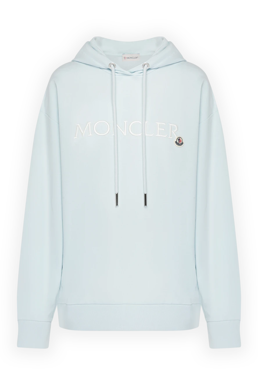 Moncler Худі жіноче блакитне з логотипом - логотип. капюшон. 100% бавовна. куліска. Країна виробник: Італія. Догляд: спеціалізоване чищення - фото 1