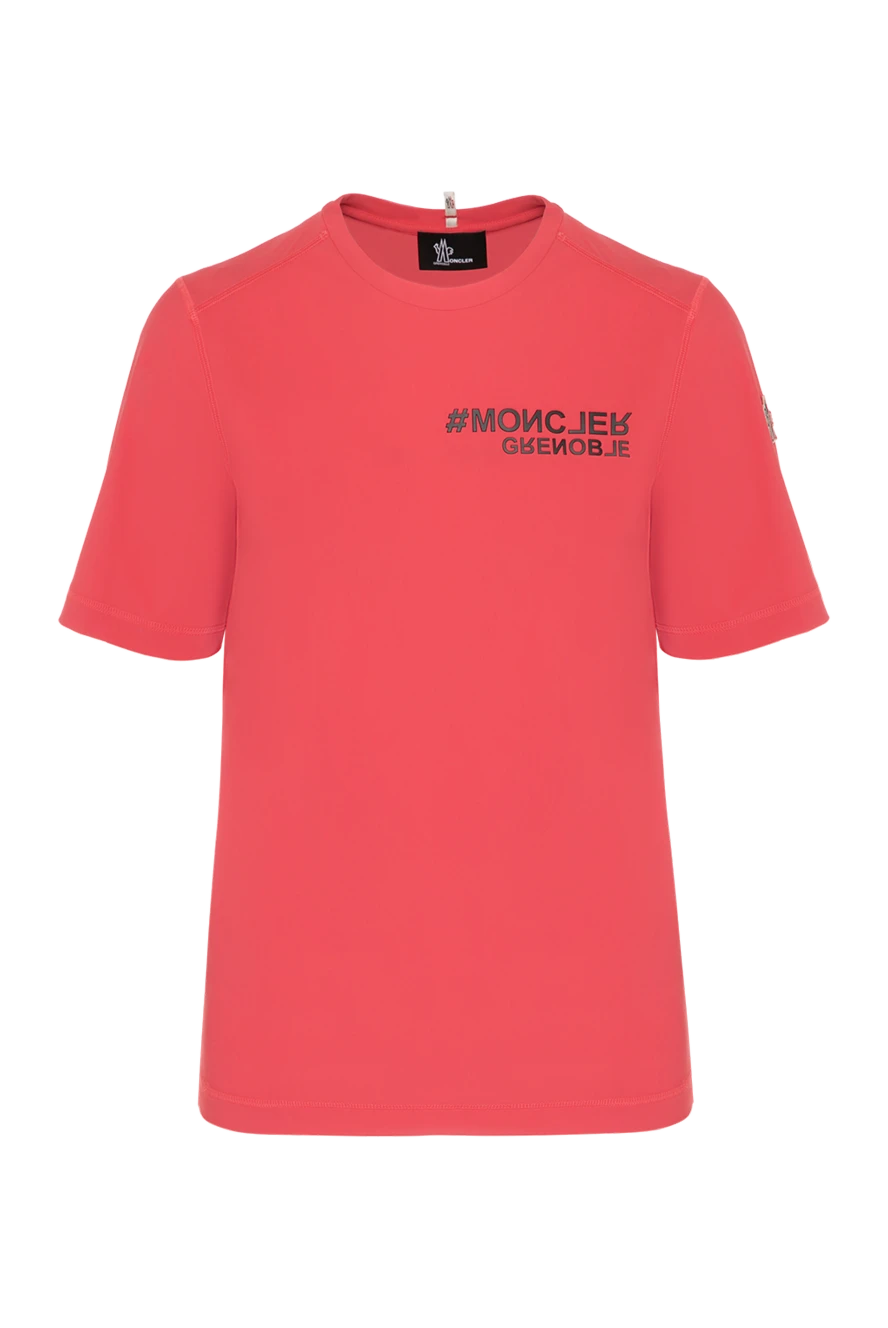 Moncler Red women's T-shirt with logo - brand logo. 75% polyamide, 25% elastane. Country of manufacture: Italy. Care: specialized cleaning - photo 1