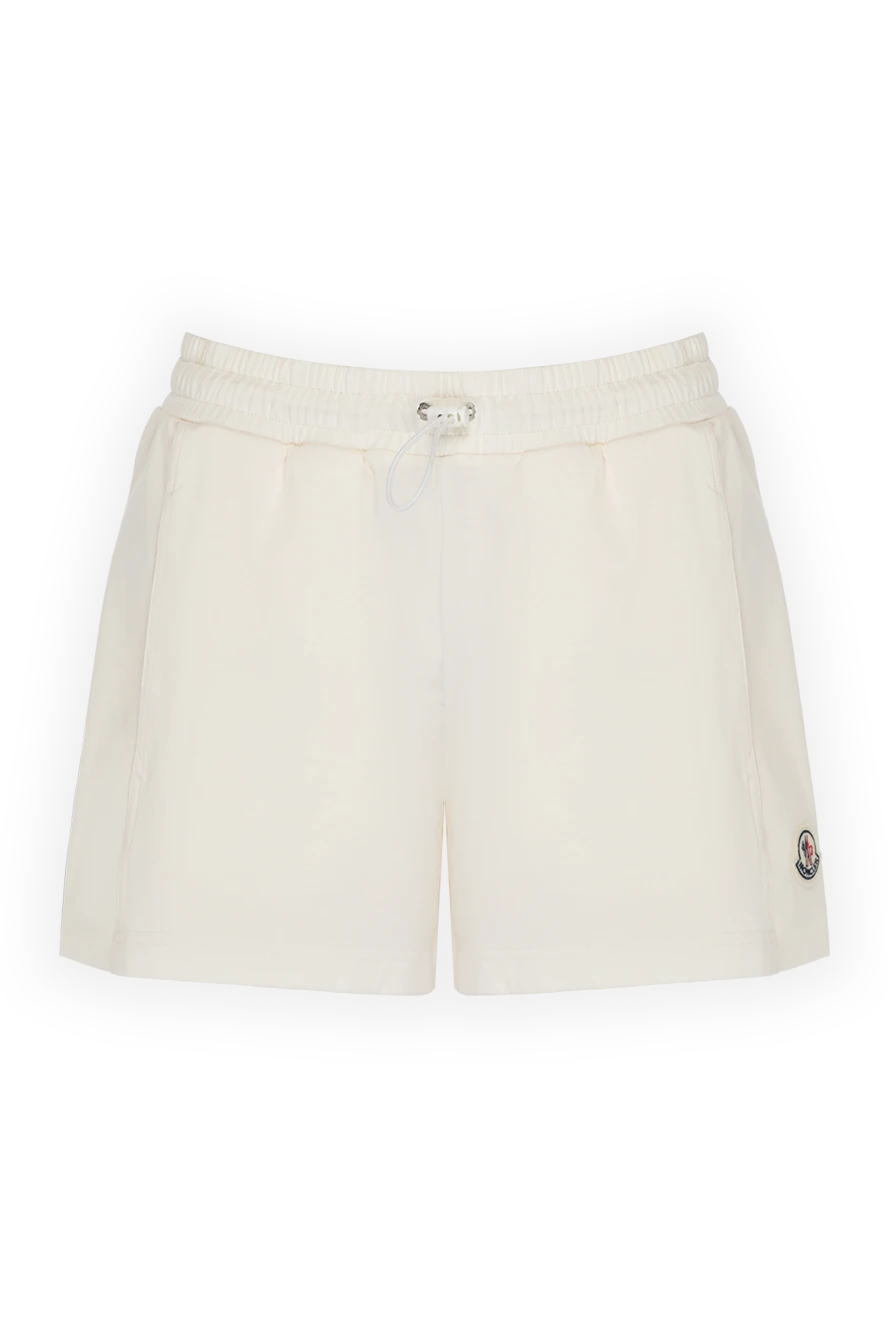 Moncler Women's white shorts on the backstage. - logo. 100% cotton. Closure: drawstring. two side pockets. Country of manufacture: Italy. Care: specialized cleaning - photo 1