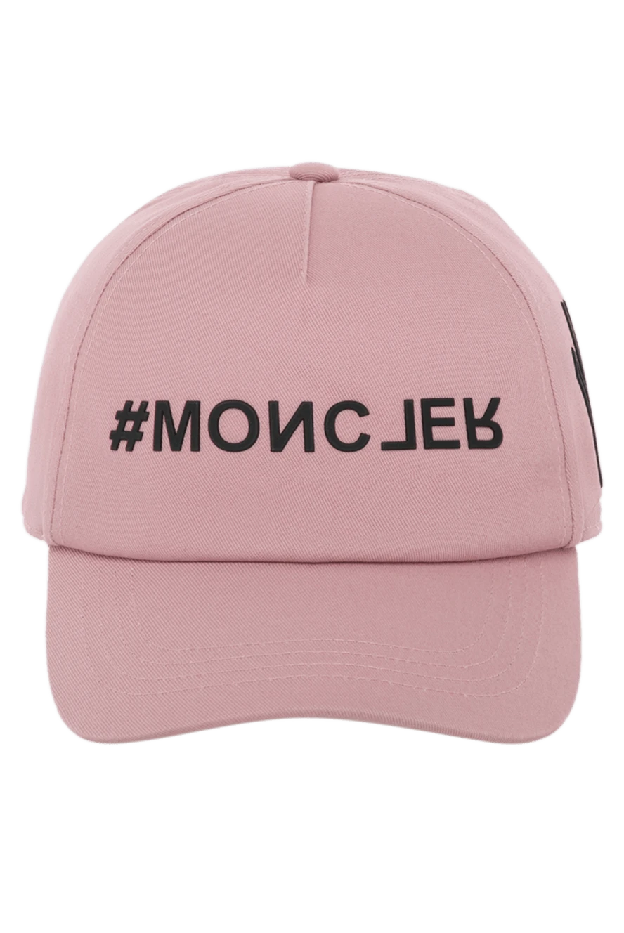 Moncler Women's pink cap made of cotton - brand logo. 100% cotton. Country of manufacture: Italy. Care: specialized cleaning - photo 1