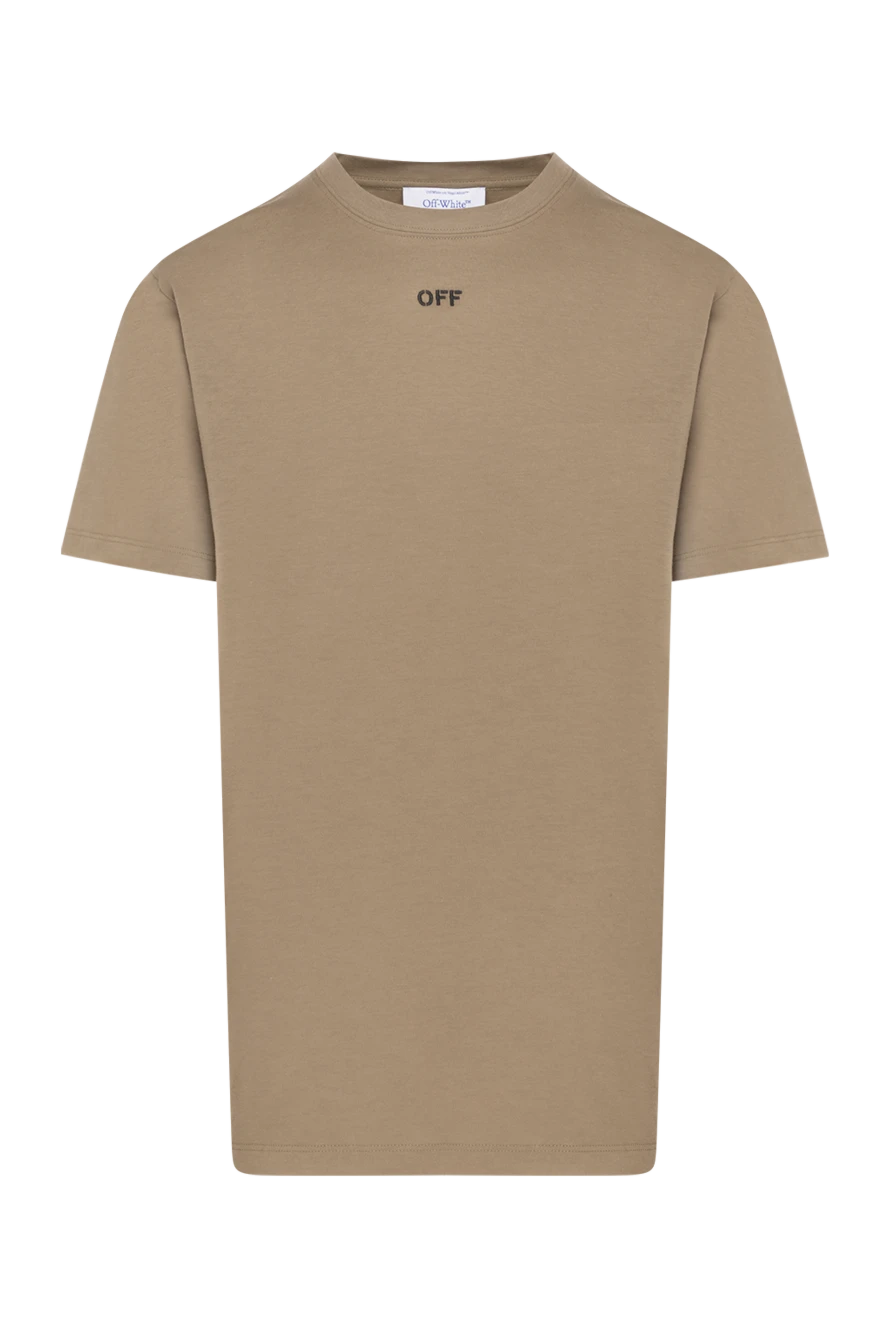 Off-White Brown men's T-shirt with logo - brand logo. 100% cotton. Country of manufacture: Italy. Care: specialized cleaning - photo 1