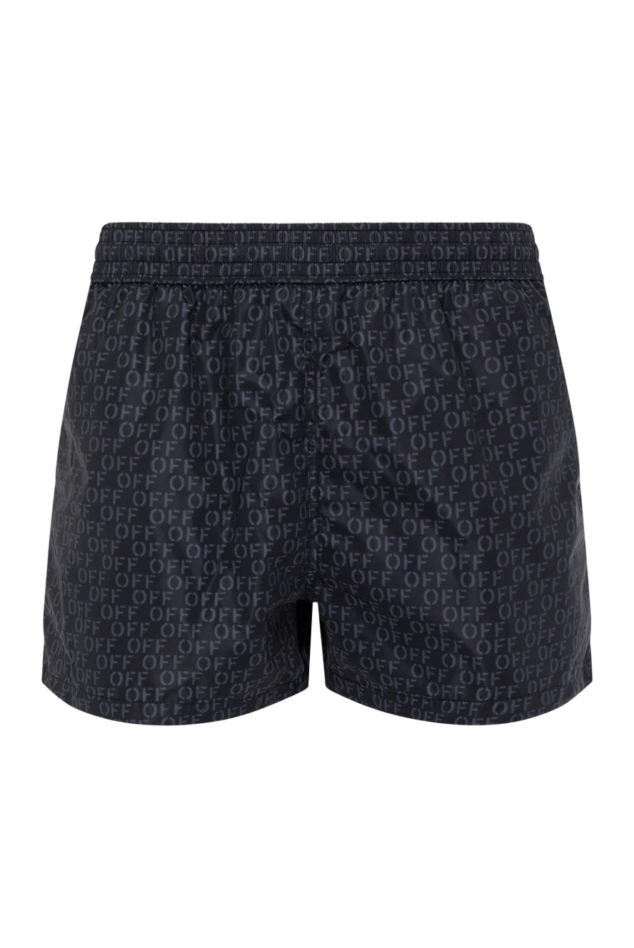 Off-White Black men's beach shorts with logo - logo pattern. 100% polyamide. Closure: drawstring. two side pockets, one back pocket. Country of manufacture: Italy. Care: specialized cleaning - photo 1