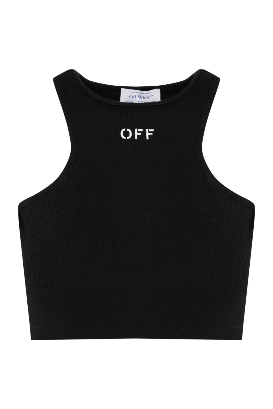 Off-White Women's black cotton top - brand logo. 98% cotton, 2% elastane. Country of manufacture: Italy. Care: specialized cleaning - photo 1