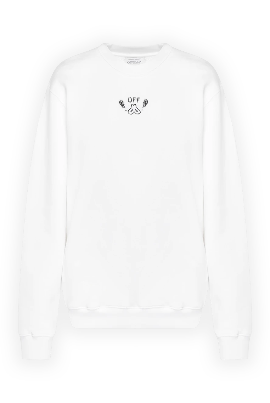 Off-White Women's sweatshirt white with logo - 100% cotton. Country of manufacture: Italy. Care: specialized cleaning - photo 1