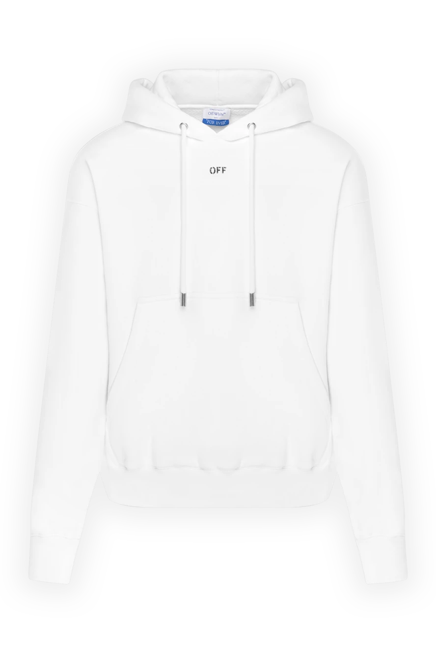 Off-White Men's white cotton hoodie with logo - brand logo. hood. 100% cotton. Pocket: front large pocket. Country of manufacture: Italy. Care: specialized cleaning - photo 1