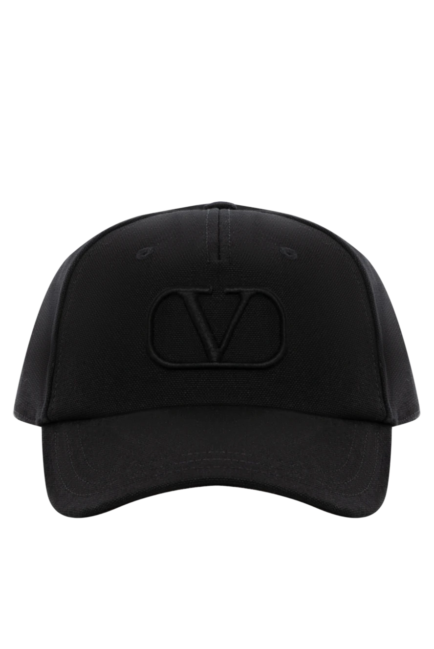 Valentino Men's black cotton cap with logo - brand logo. 62% cotton, 38% linen. Country of manufacture: Italy. Care: specialized cleaning - photo 1