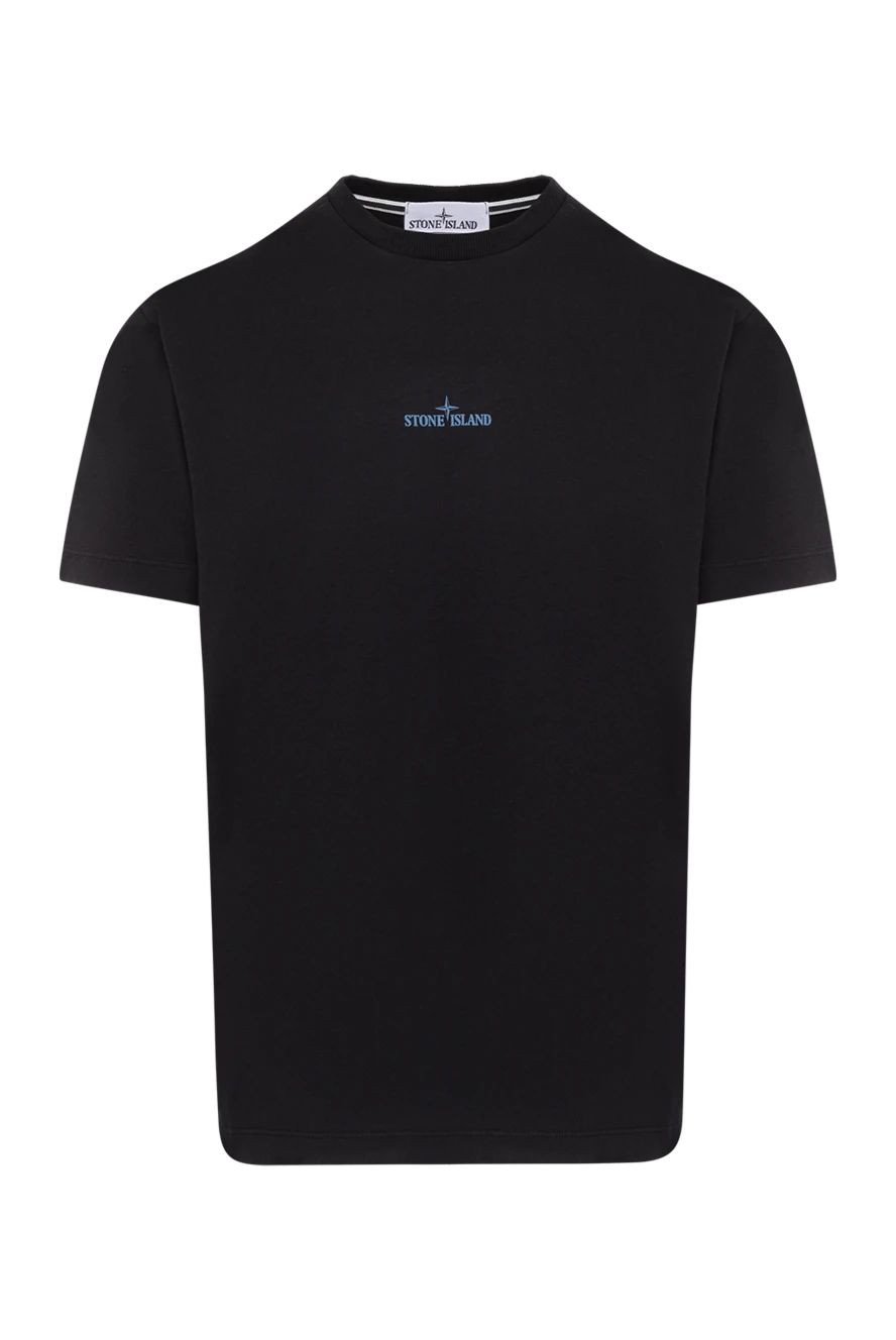 Stone Island Black men's T-shirt with logo - brand logo. 100% cotton. Country of manufacture: Italy. Care: specialized cleaning - photo 1