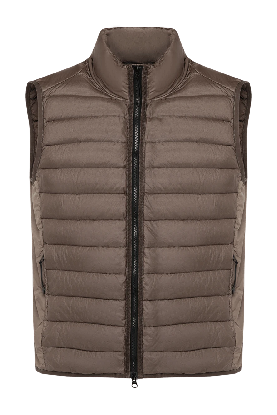 Stone Island Men's vest brown with logo - logo. 100% polyamide. Closure: zipper. two side pockets. Country of manufacture: Italy. Care: specialized cleaning - photo 1