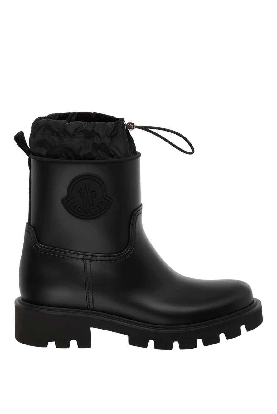 Moncler Women's rubber boots black with embossed soles - logo. Closure: drawstring. 100% rubber. Country of manufacture: Italy. Care: specialized cleaning - photo 1