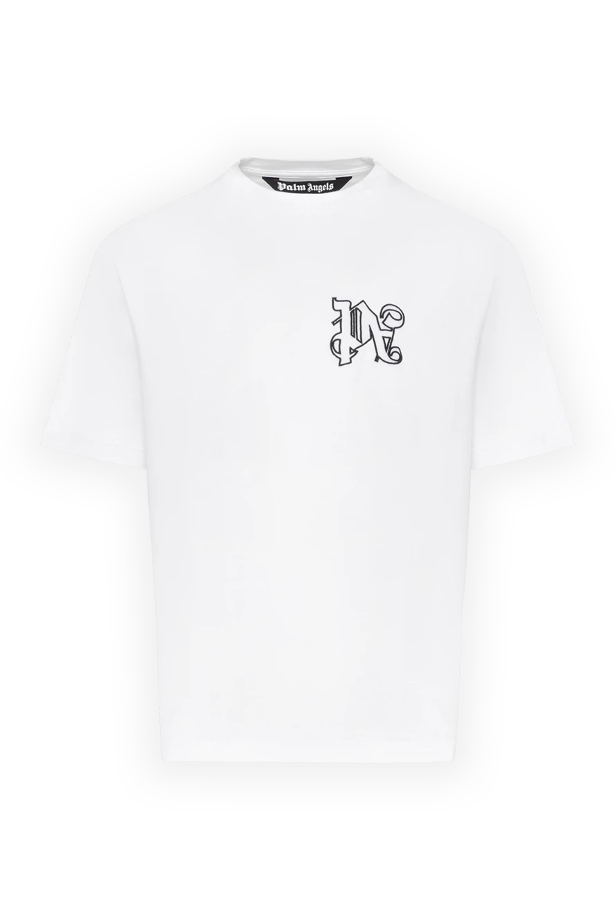 Palm Angels Men's white T-shirt with logo - brand logo. 100% cotton. Country of manufacture: Italy. Care: specialized cleaning - photo 1