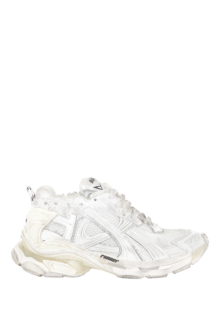 Balenciaga Women's Runner sneakers white with a worn effect - brand logo, worn effect. Closure: laces. polyurethane, polyester. Country of manufacture: Italy. Care: specialized cleaning - photo 1