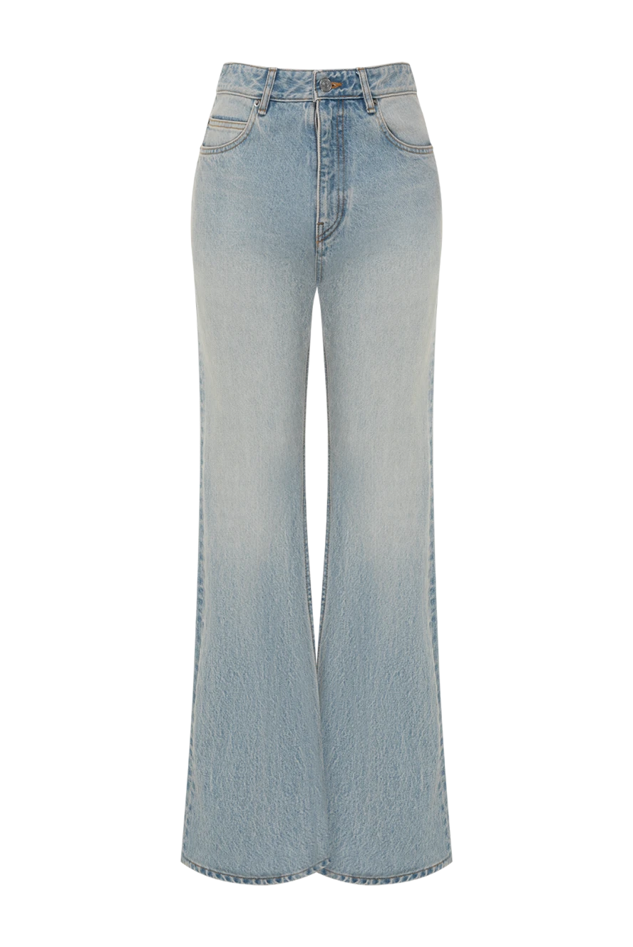 Balenciaga Women's blue distressed flared jeans - worn effect. 100% cotton. Closure: button, zipper. two front pockets, two back pockets. Country of manufacture: Italy. Care: specialized cleaning - photo 1