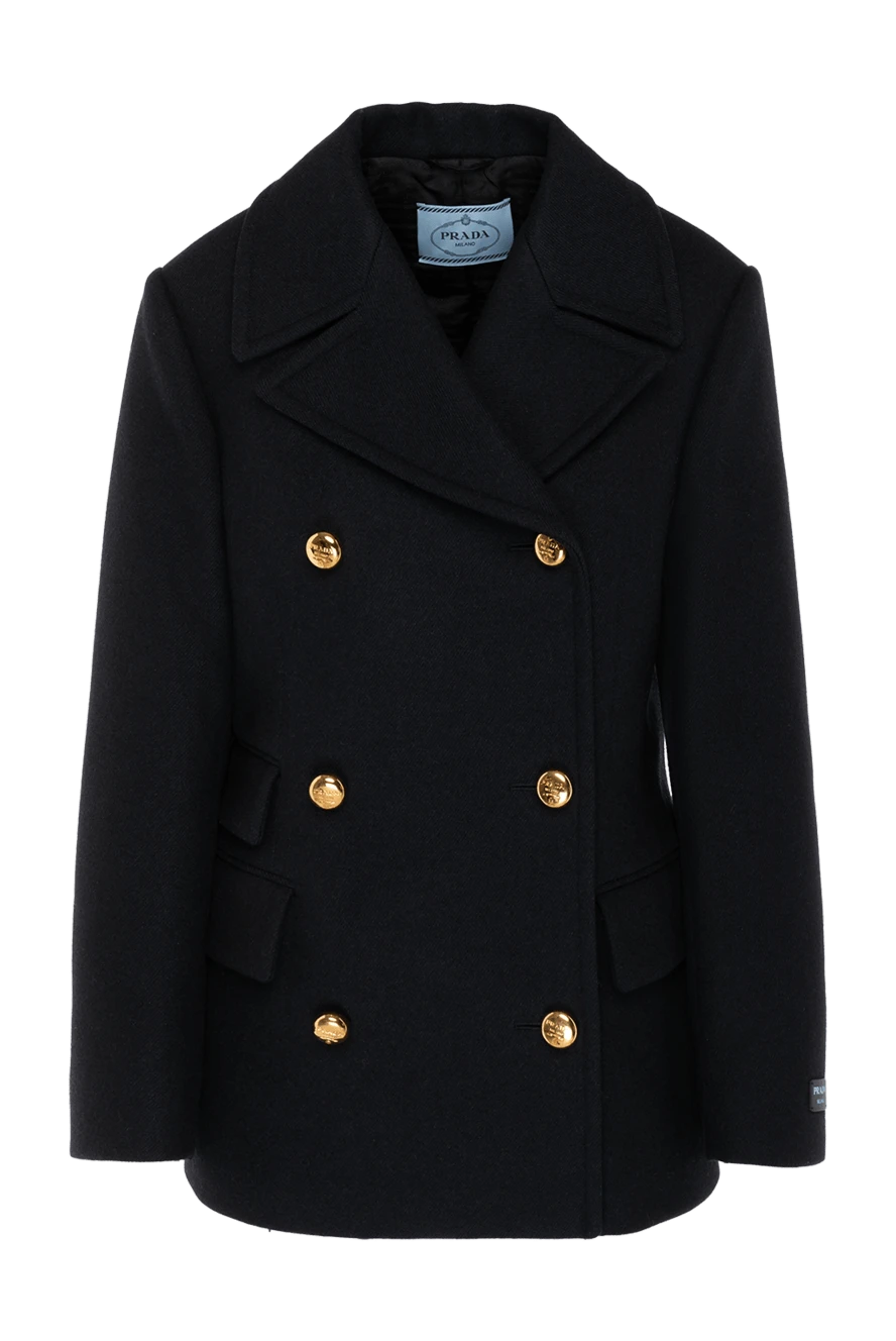 Prada Women's trench coat made of wool blue - golden buttons. 100% wool. Closure: buttons. two side pockets. Country of manufacture: Italy. Care: specialized cleaning - photo 1