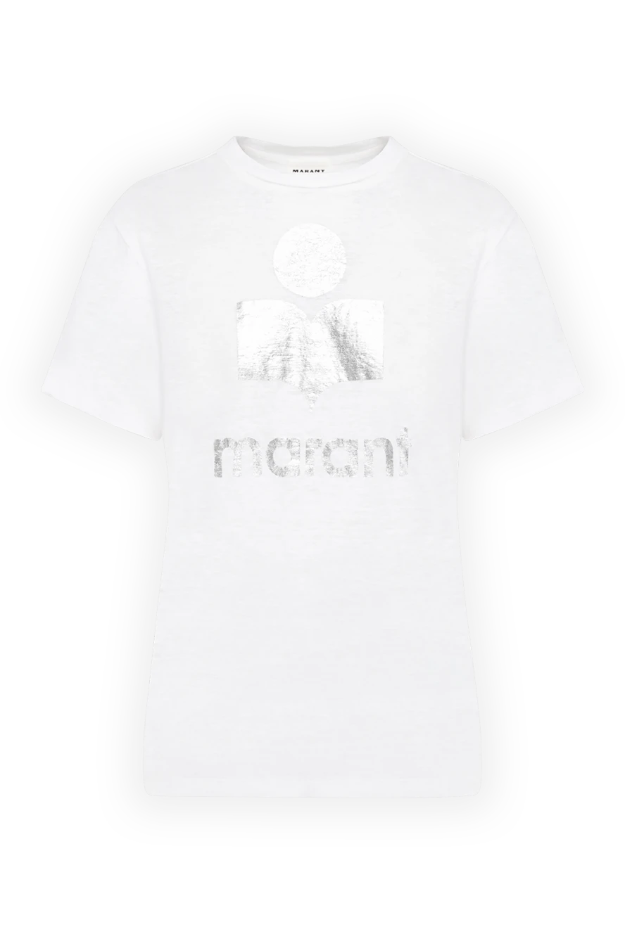 Isabel Marant White women's T-shirt with logo - brand logo. 100% linen. Country of manufacture: Italy. Care: specialized cleaning - photo 1