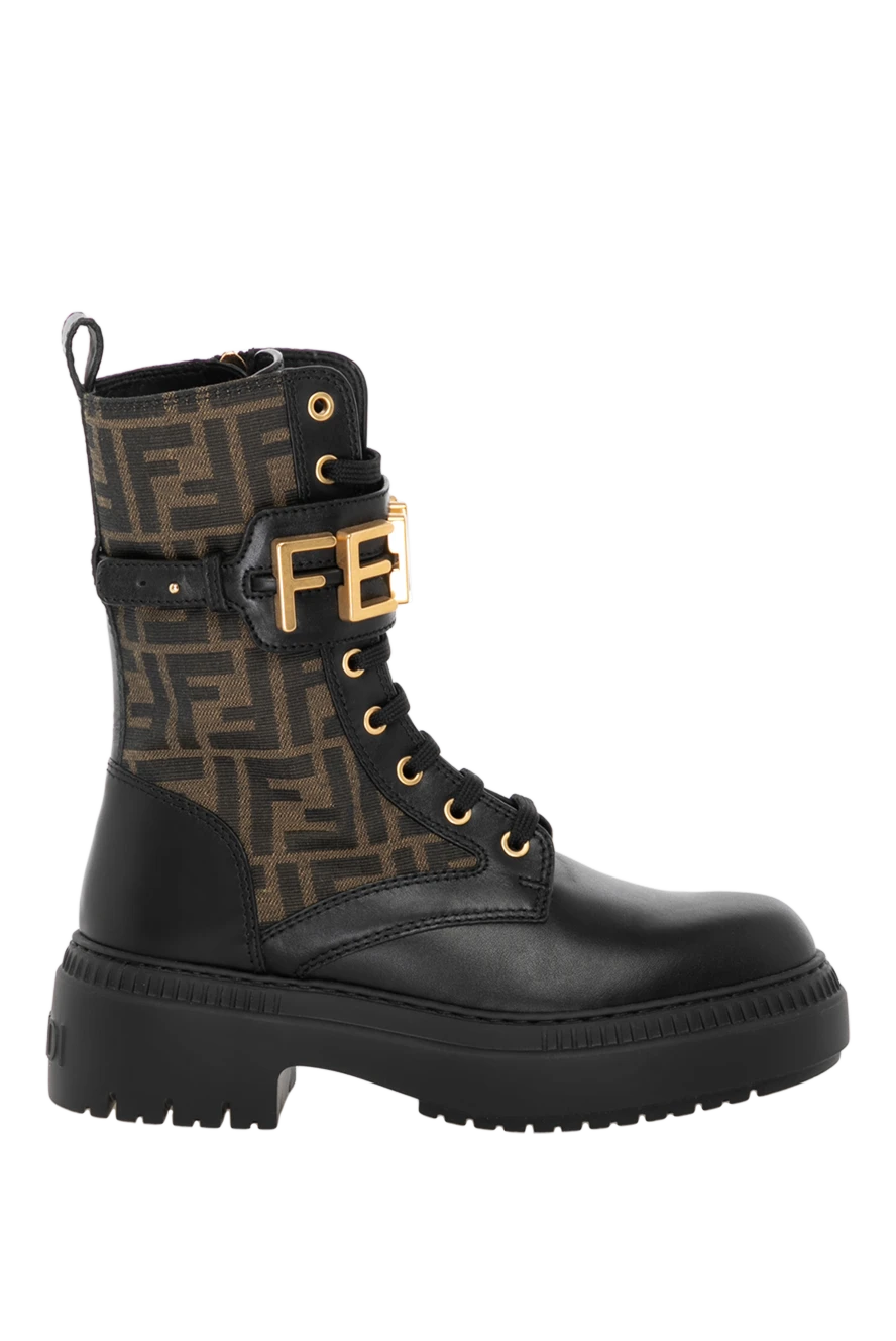 Fendi Women's Wmns Fendigraphy boots brown - logo pattern, large logo on strap . Closure: laces, strap. 60% genuine leather, 40% textiles. Country of manufacture: Italy. Care: specialized cleaning - photo 1