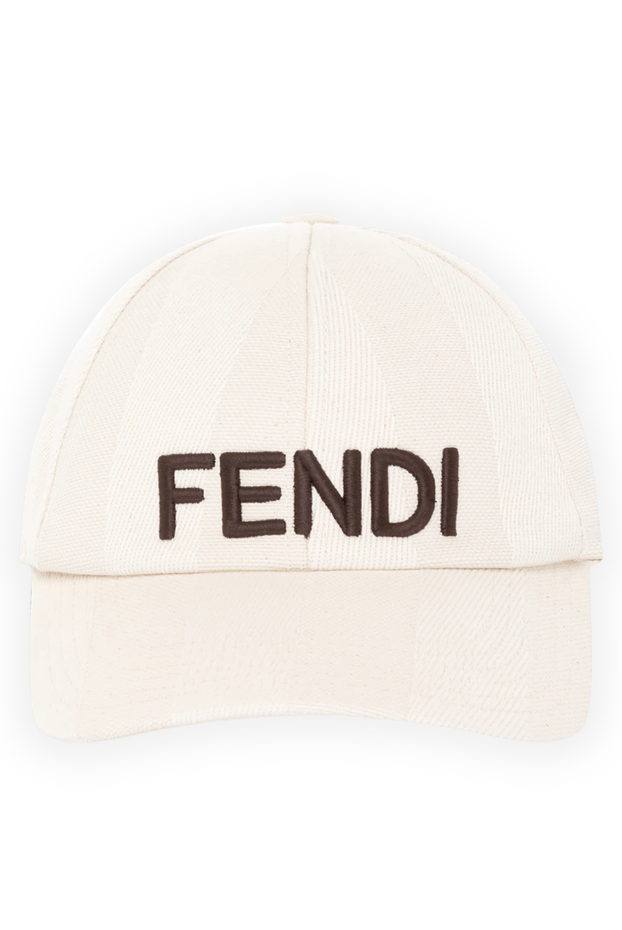 Fendi Women's beige cap made of cotton - brand logo. 100% cotton. Country of manufacture: Italy. Care: specialized cleaning - photo 1