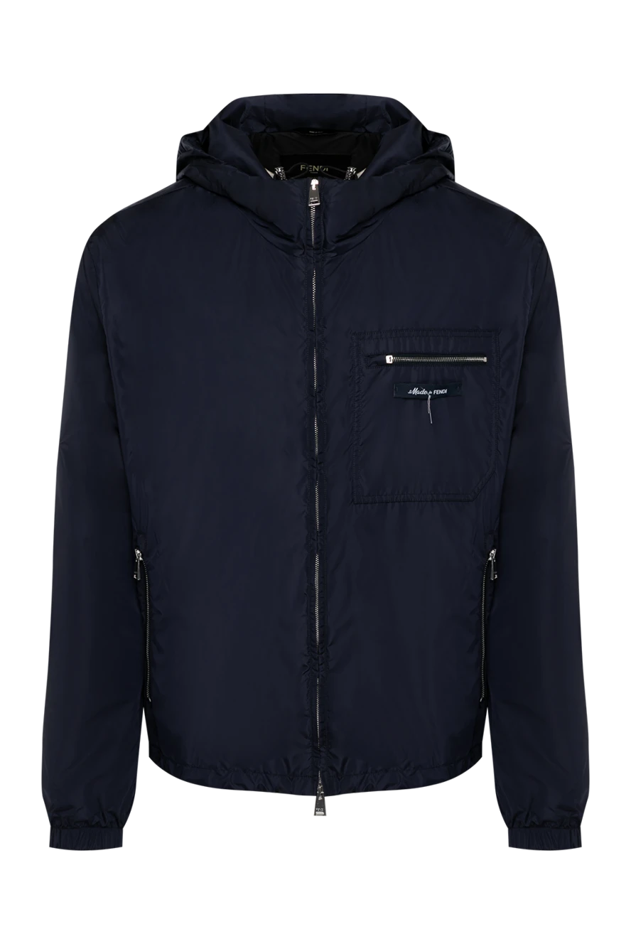 Fendi Men's hooded jacket blue - brand logo. hood. 100% polyamide. zipper, drawstring. two side pockets, one chest pocket with zipper. Country of manufacture: Italy. Care: specialized cleaning - photo 1