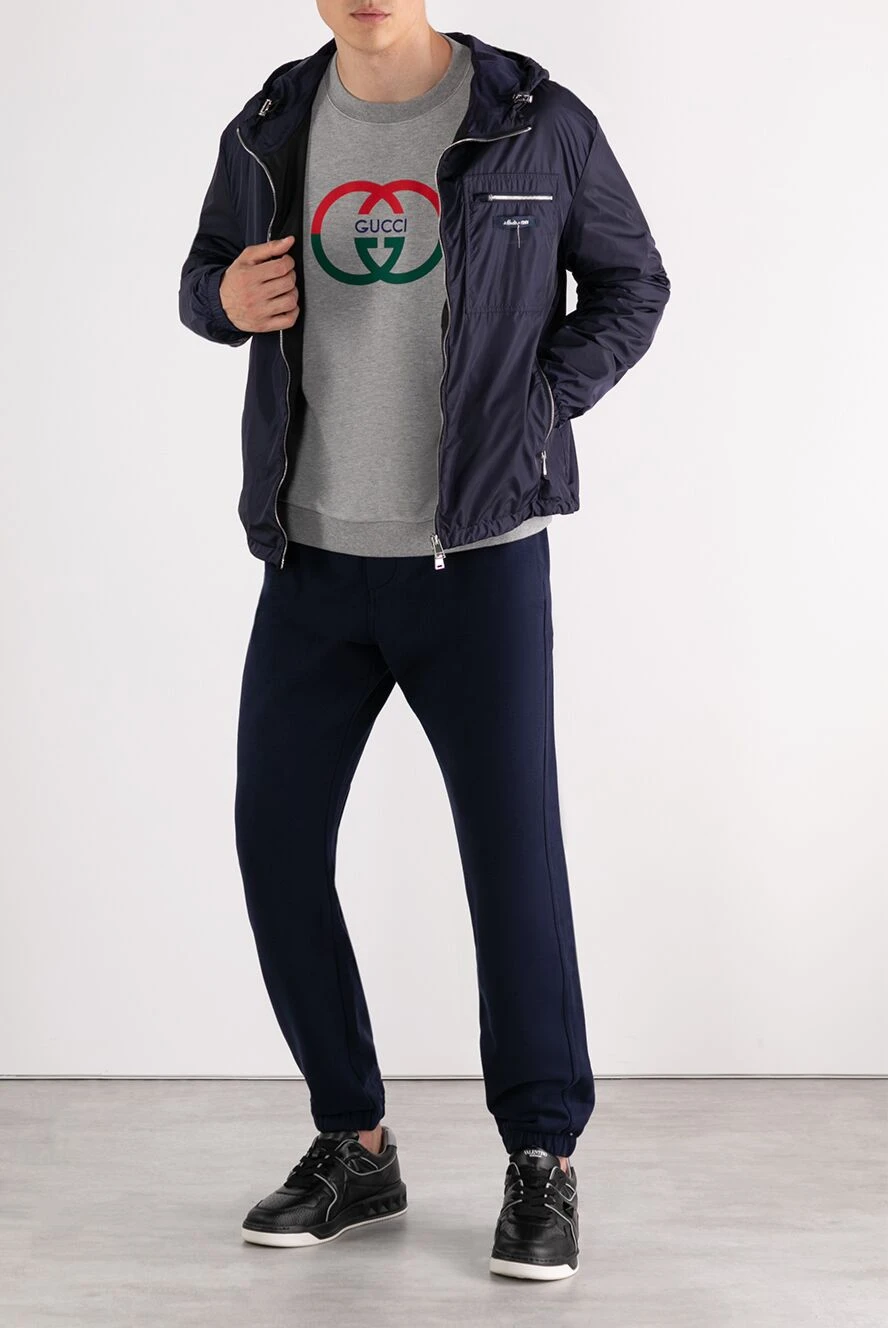 Fendi куртка с капюшоном мужская синяя 180640 — Мужские куртки в