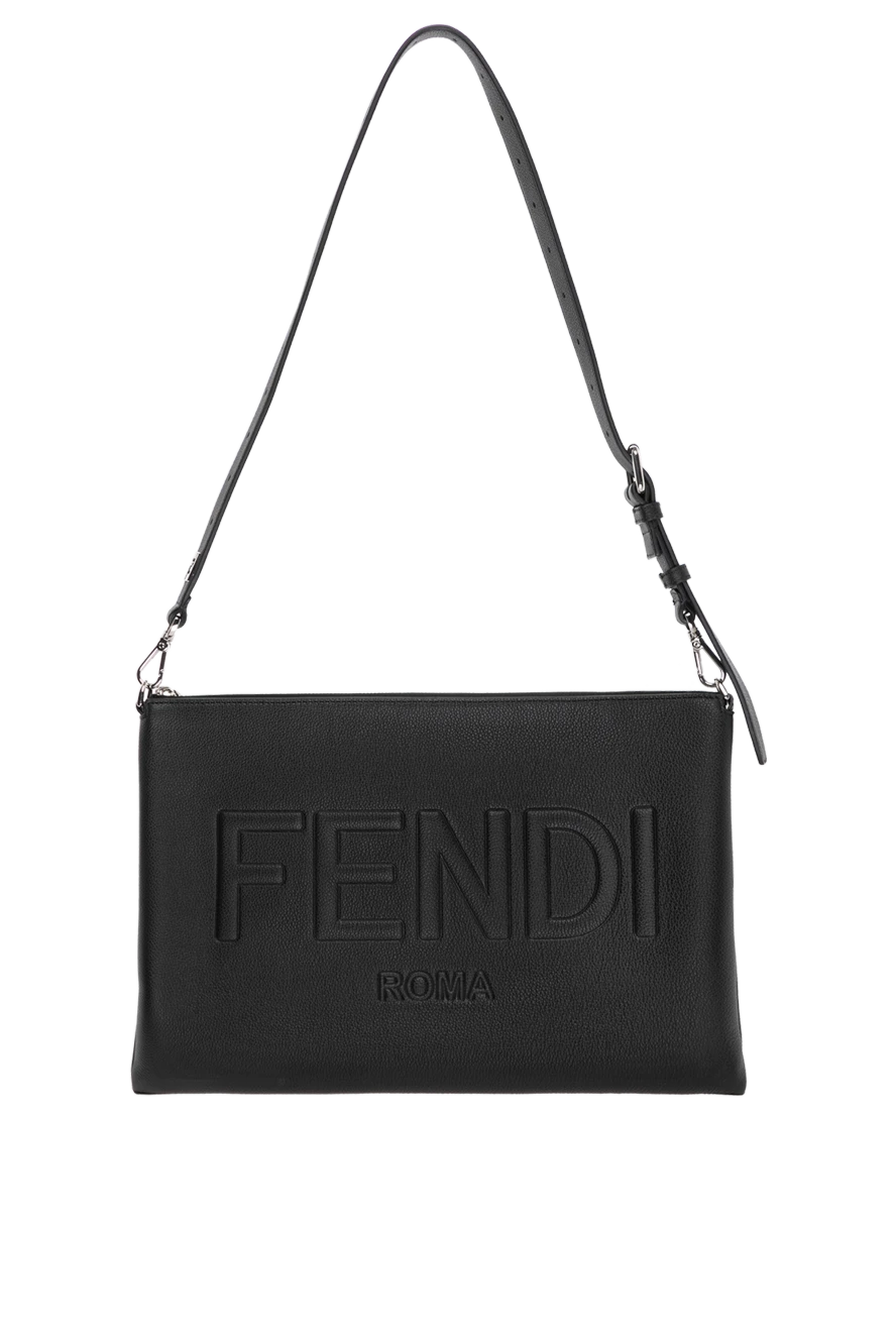 Fendi Сумка через плече чоловіча чорна - логотип бренду. 100% натуральна шкіра. Ремінь: плечовий ремінь. блискавка. Країна виробник: Італія. Догляд: спеціалізоване чищення - фото 1