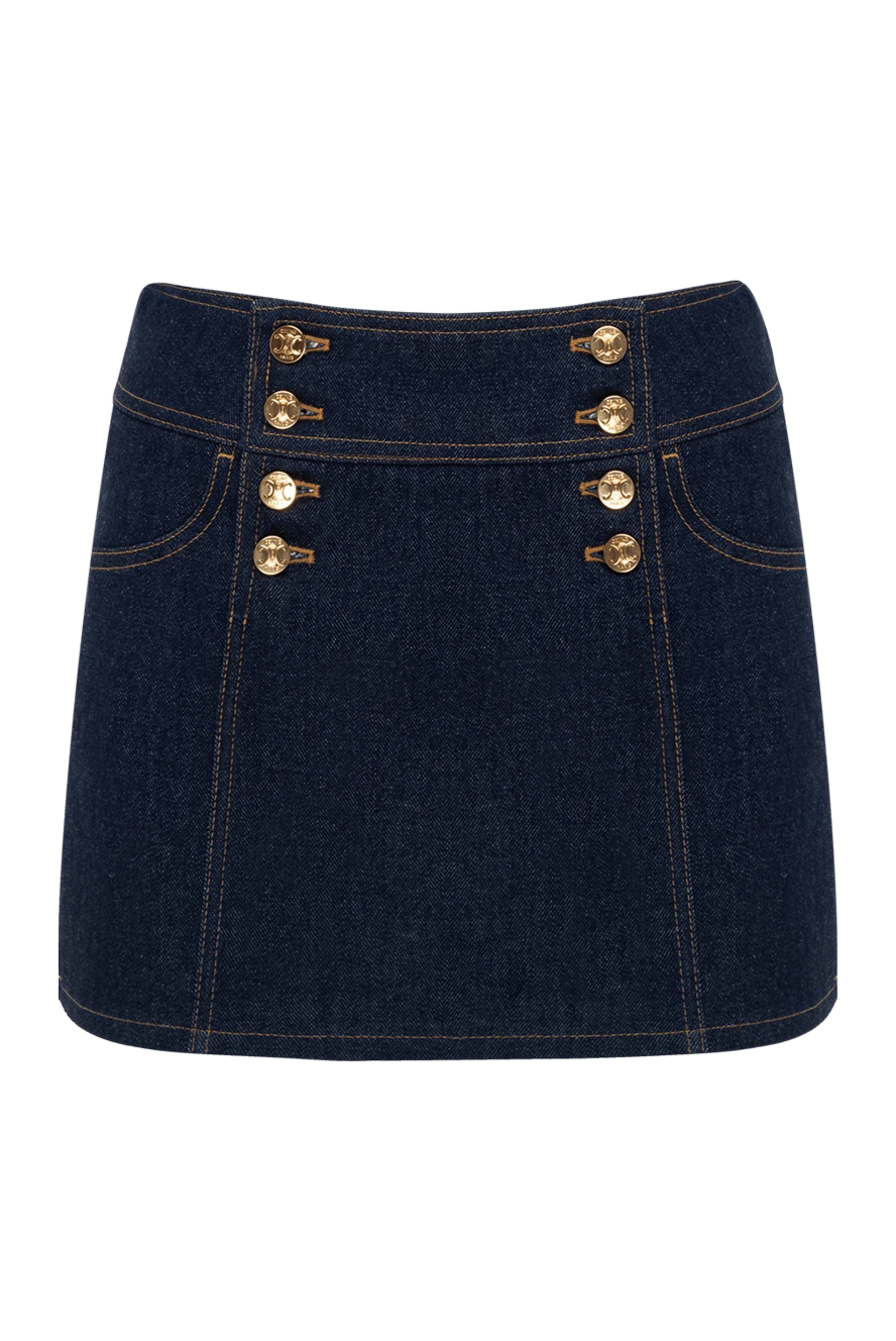 Celine Blue denim mini skirt - golden buttons. 100% cotton. Closure: buttons. two side pockets. Country of manufacture: Italy. Care: specialized cleaning - photo 1