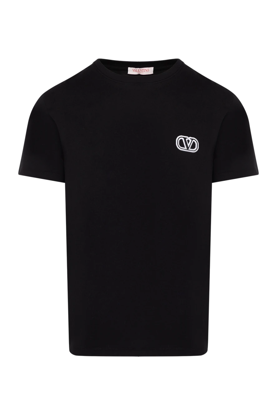 Valentino Men's black T-shirt with logo - brand logo. 100% cotton. Country of manufacture: Italy. Care: specialized cleaning - photo 1