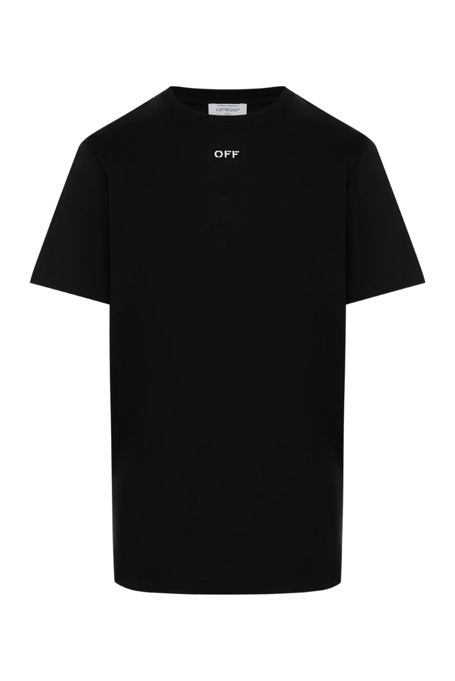 Off-White Men's black cotton T-shirt with logo - brand logo. 100% cotton. Country of manufacture: Italy. Care: specialized cleaning - photo 1