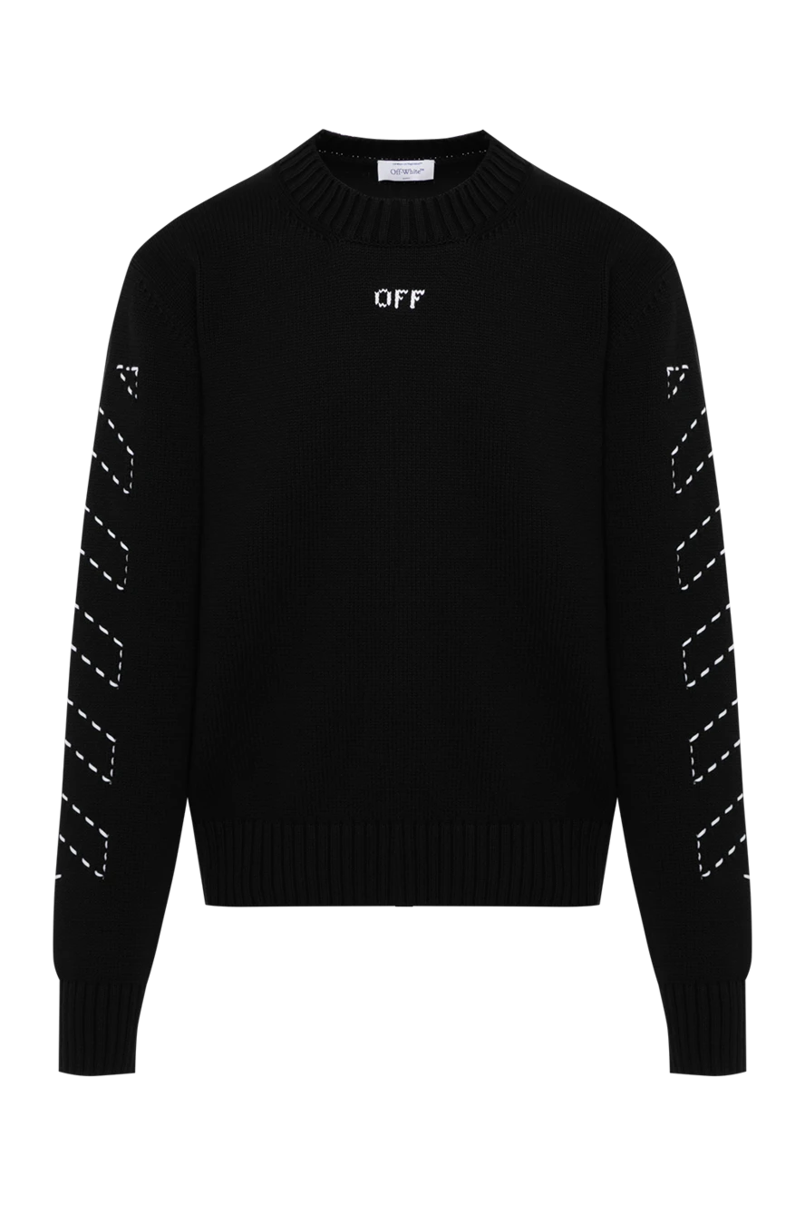 Off-White Black men's jumper with a large pattern - graphic pattern on the back and sleeves. 74% cotton, 26% polyamide. Country of manufacture: Italy. Care: specialized cleaning - photo 1