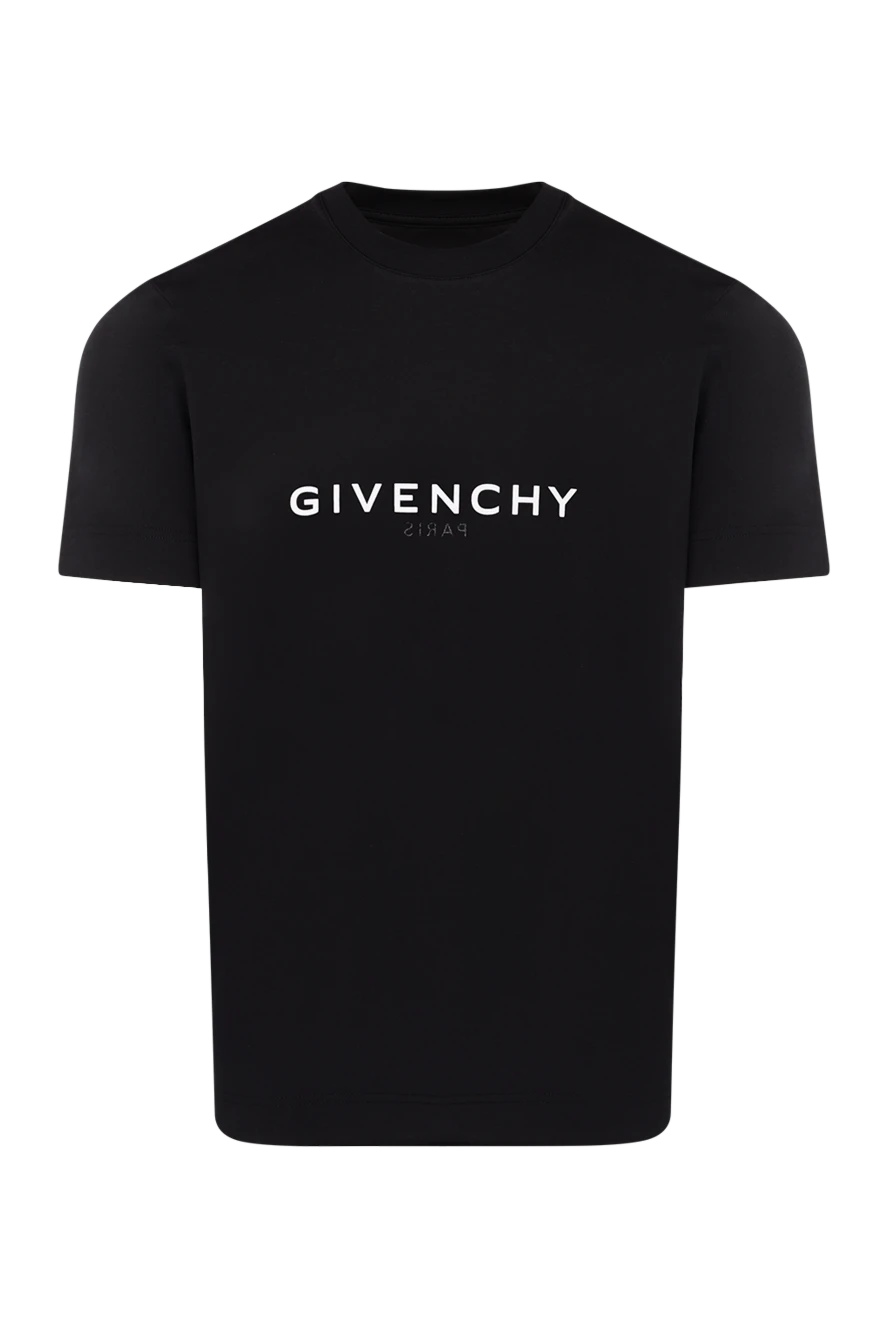 Givenchy Men's T-shirt black with logo - brand logo. 100% cotton. Country of manufacture: Italy. Care: specialized cleaning - photo 1