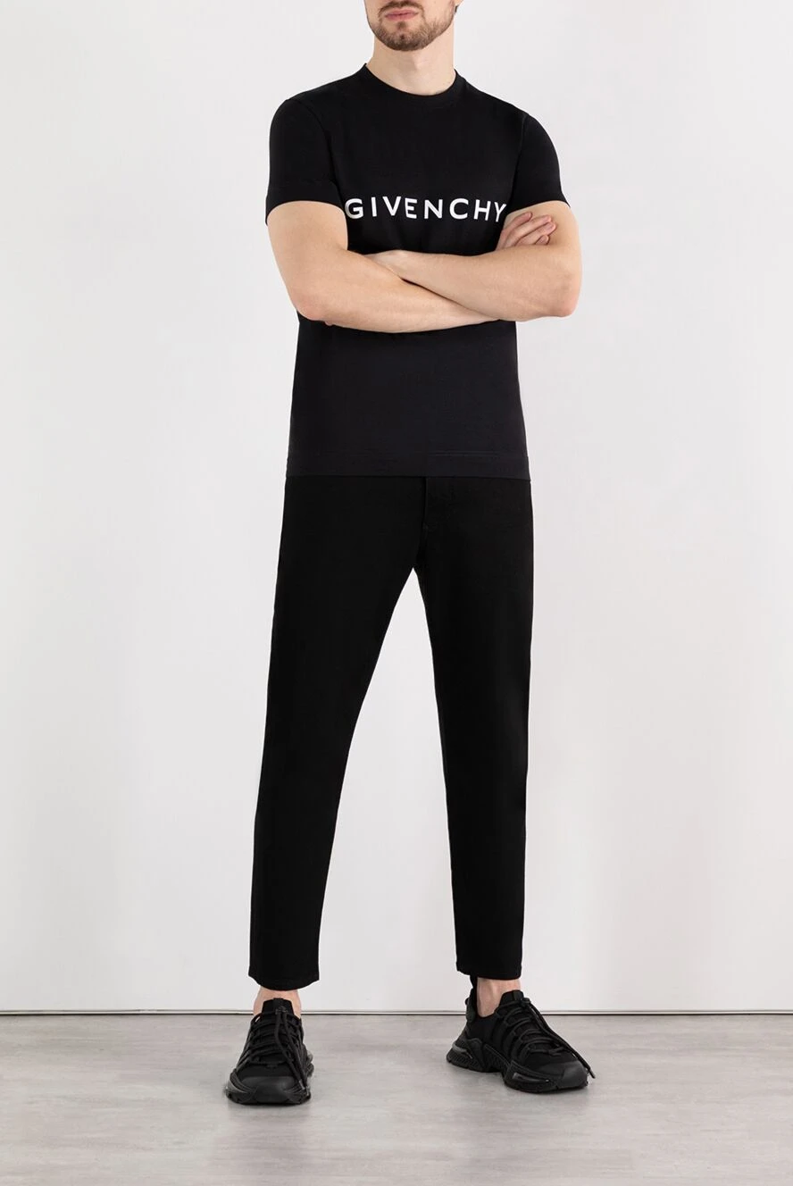 Givenchy мужская футболка из плотного хлопка черная с контрастным