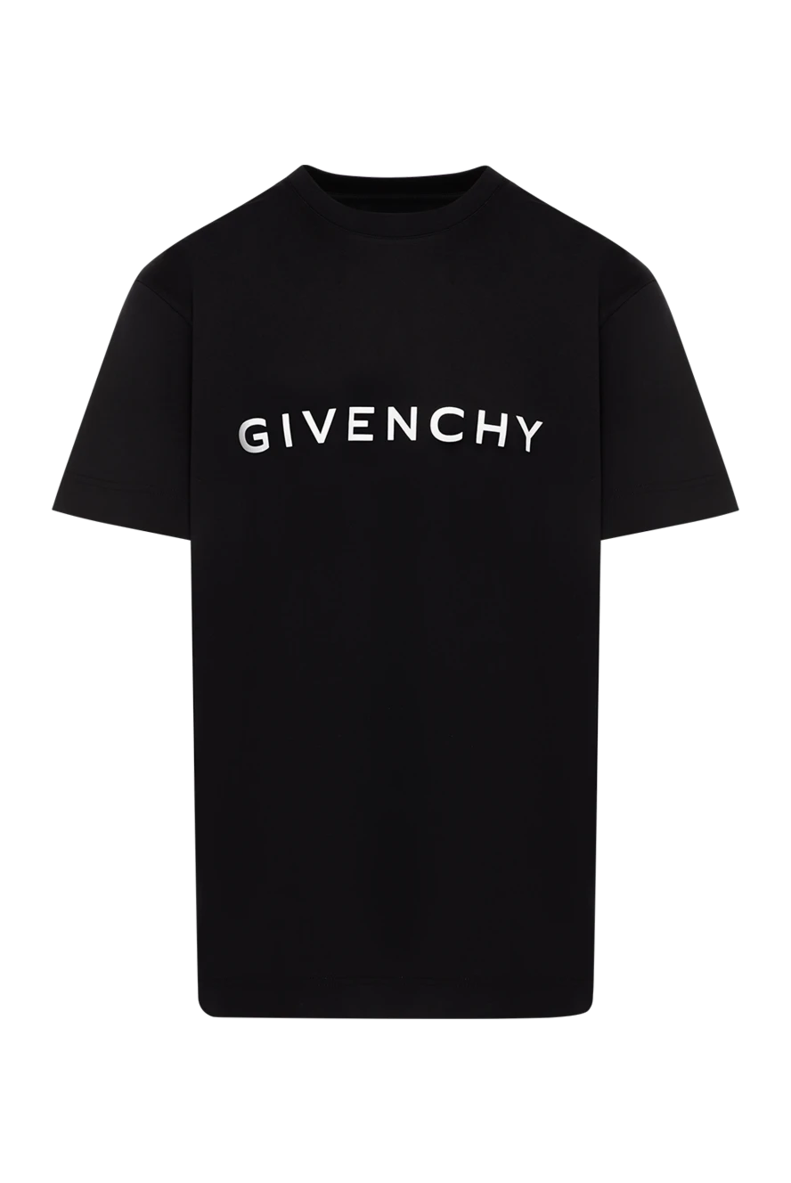 Givenchy Мужская черная футболка с большим логотипом - логотип бренда. 100% хлопок. Страна производитель: Франция. Уход: специализированная чистка - фото 1