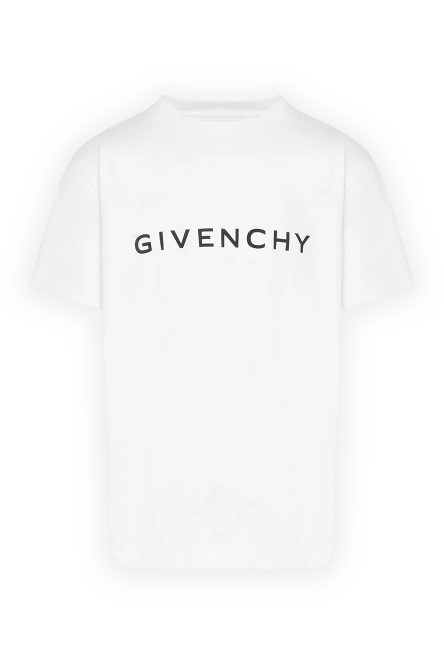 Givenchy Чоловіча біла футболка з великим логотипом - логотип бренду. 100% бавовна. Країна виробник: Італія. Догляд: спеціалізоване чищення - фото 1