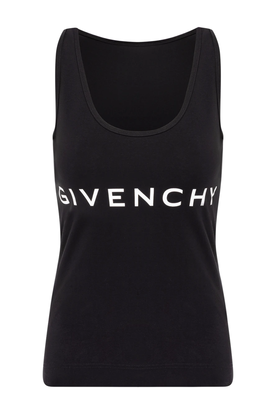 Givenchy Women's black top with logo - brand logo. 90% cotton, 10% elastane. Country of manufacture: Italy. Care: specialized cleaning - photo 1