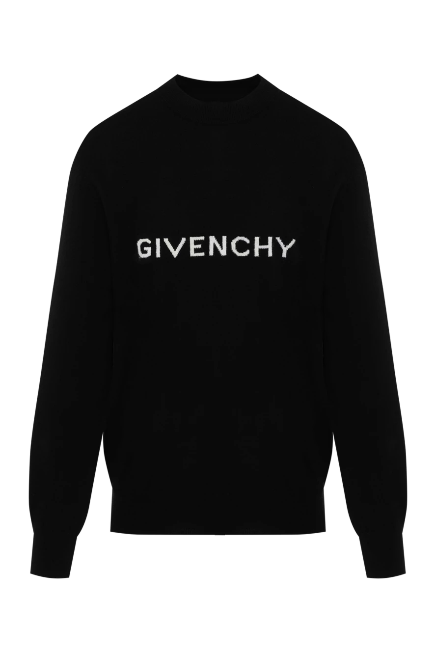 Givenchy Джемпер чоловічий чорний вовняний з логотипом - логотип бренду. 100% вовна. Країна виробник: Італія. Догляд: спеціалізоване чищення - фото 1