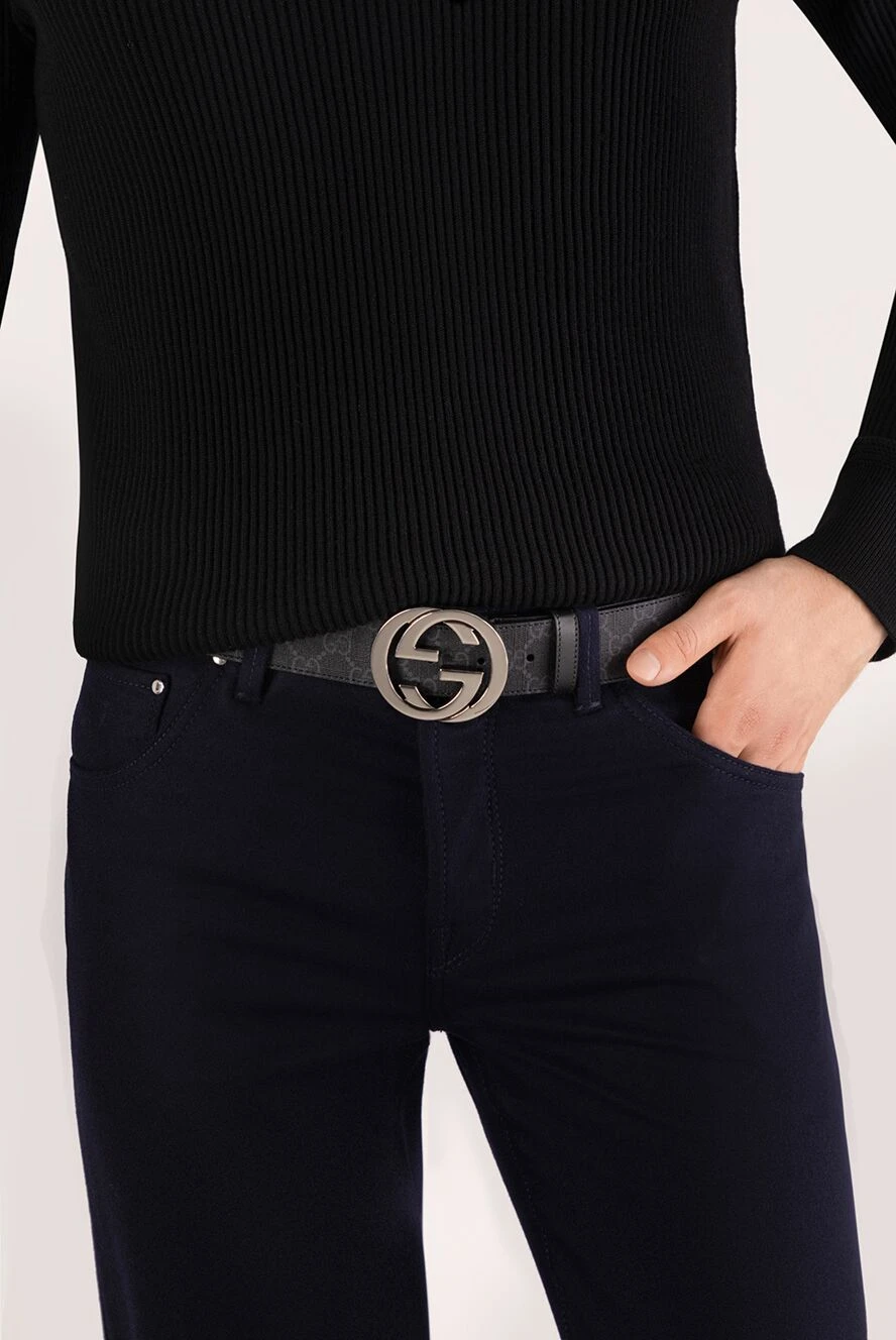 Gucci belt with gg pattern and g buckle 180701 — Men belts and