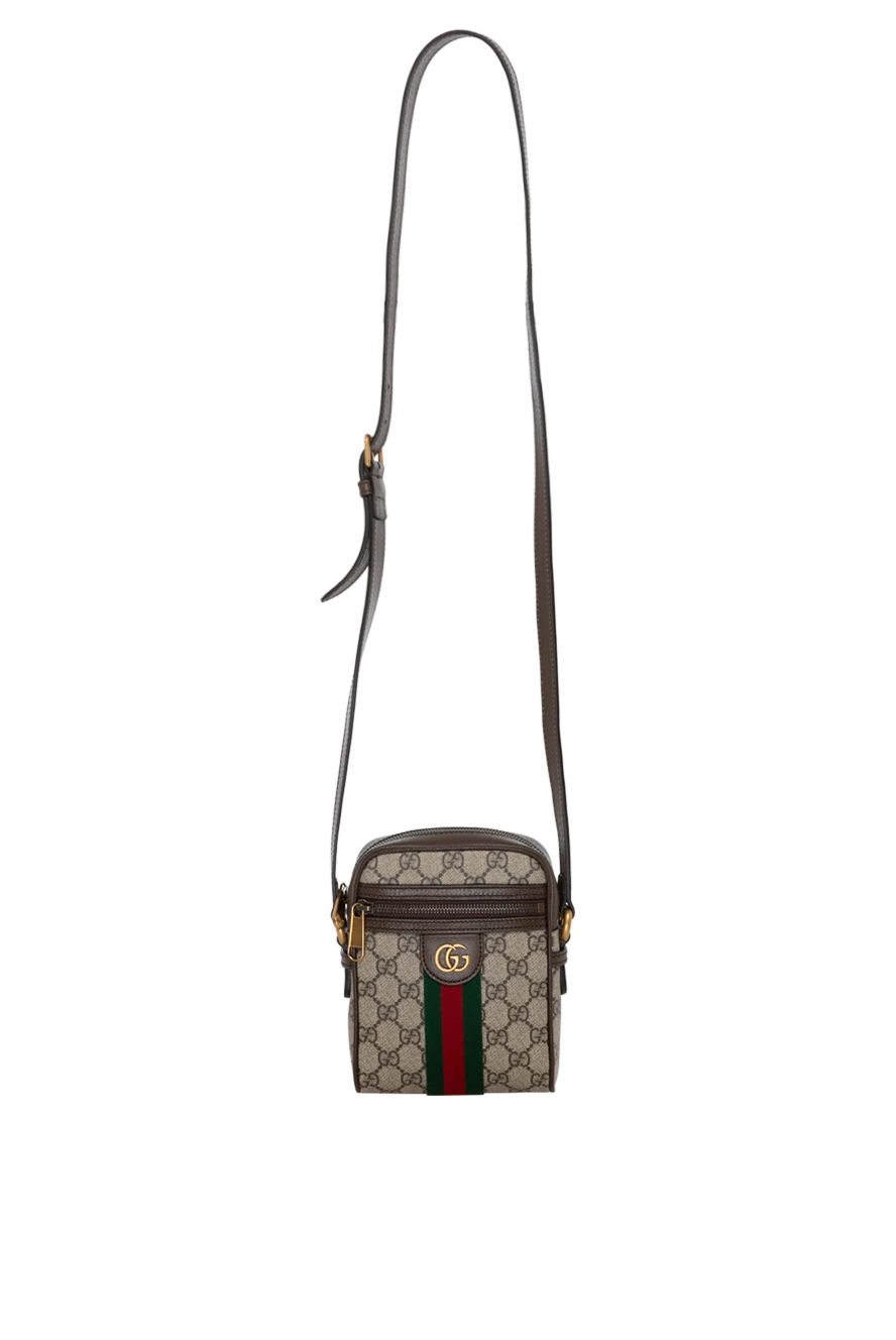 Gucci Shoulder bag Ophidia GG beige men's - Double G logo, WEB stripe, Gold-colored hardware. 100% GG Supreme textile in beige color . Size: W 14.5 x H 18 x D 6 cm. Strap: Detachable and adjustable 55cm shoulder strap. Front zip pocket. Closure: zipper. Country of manufacture: Italy. Care: specialized cleaning - photo 1