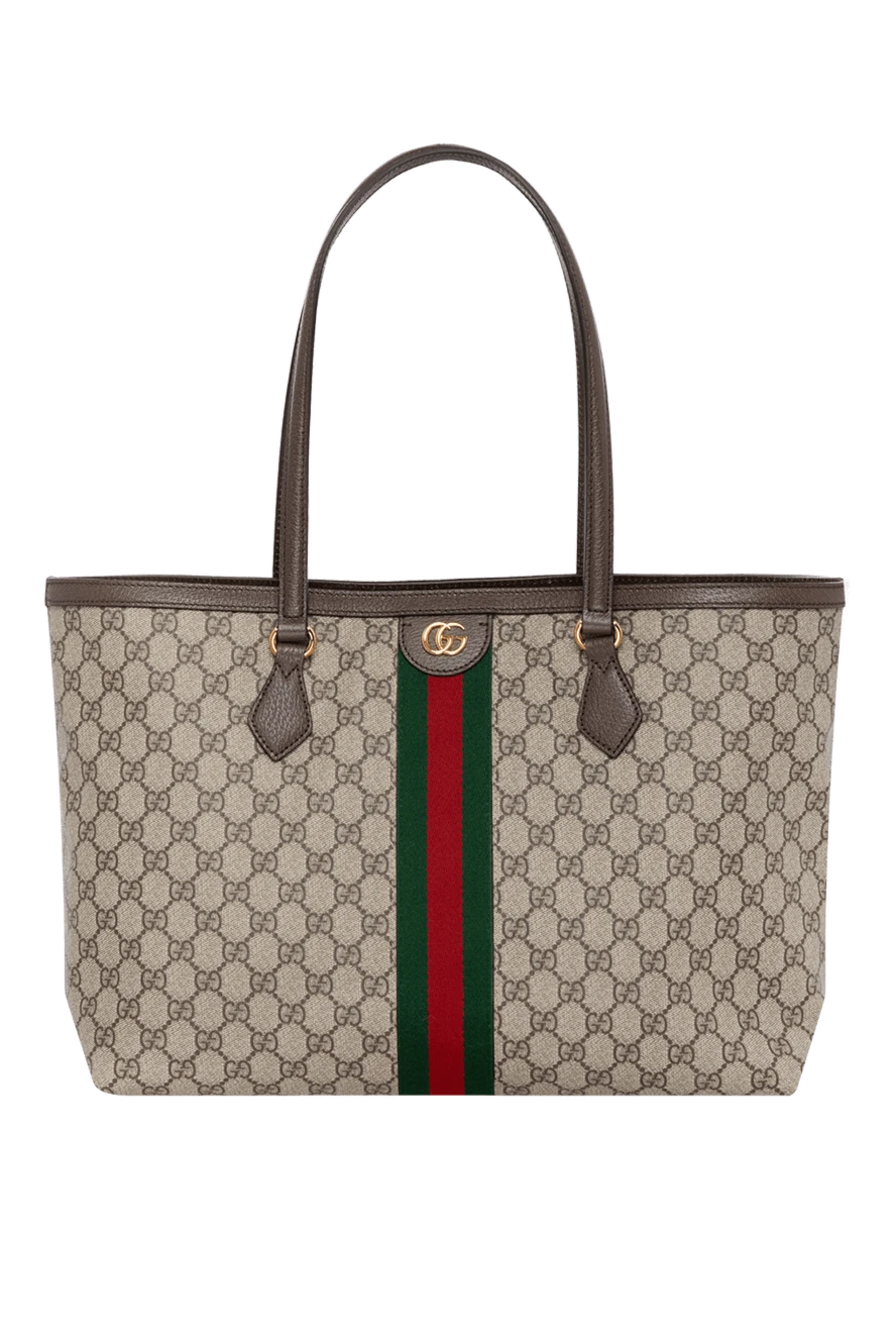 Gucci Ophidia tote bag in medium size - gold hardware, Double G logo, red and green Web stripe. made of textile and metal- and chrome-free tanned leather. Belt: double leather handles 25 cm high and 54 cm long. Size: W 38 x H 28 x D 14 cm. Front zip pocket, interior zip pocket. magnetic clasp. Country of manufacture: Italy. Care: specialized cleaning - photo 1